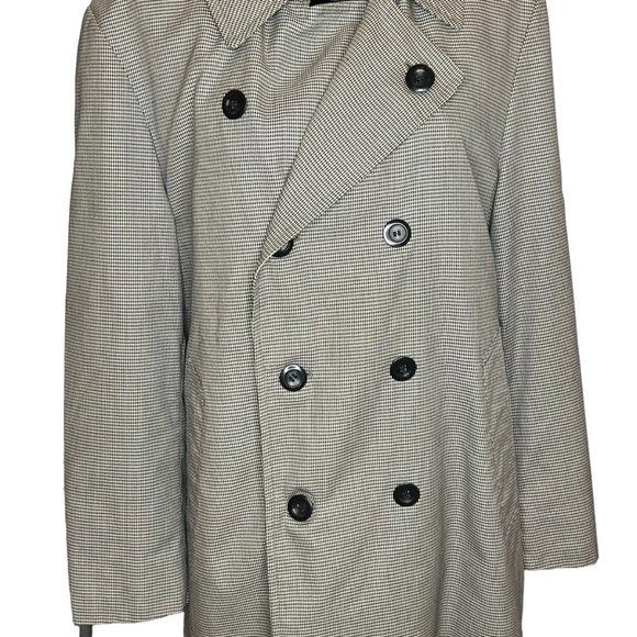 London Fog Maincoats Jacket Mens 40 Regular Houndstooth Trench Coat Cloth Lined - Picture 3 of 16